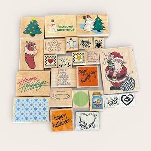 Assorted Holiday and Celebration Rubber Stamps